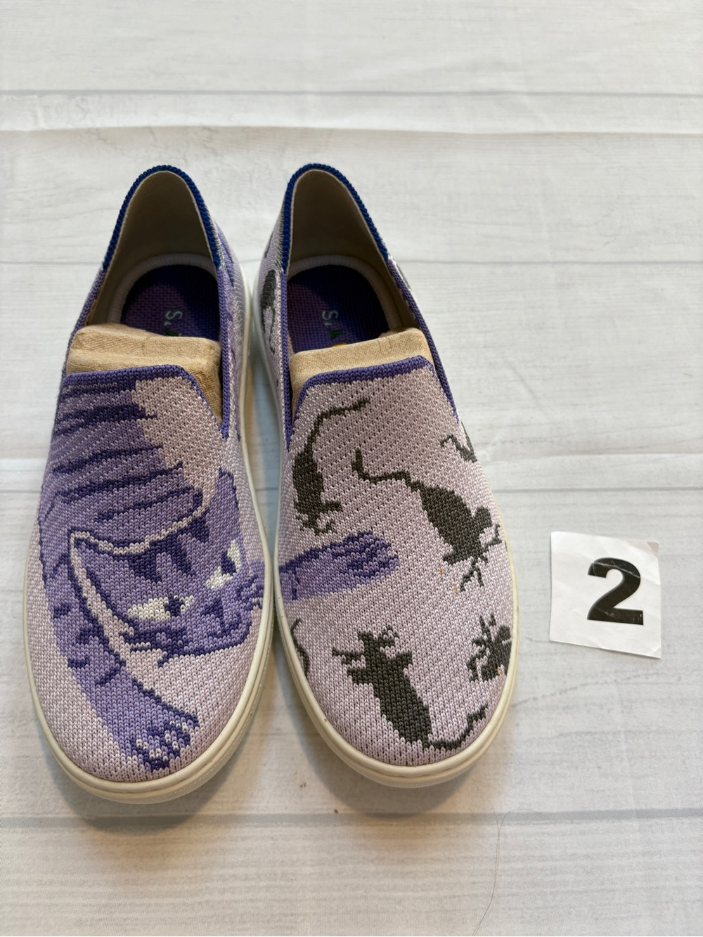 Rothy's Lavender Knit Cat Slip-On Loafers